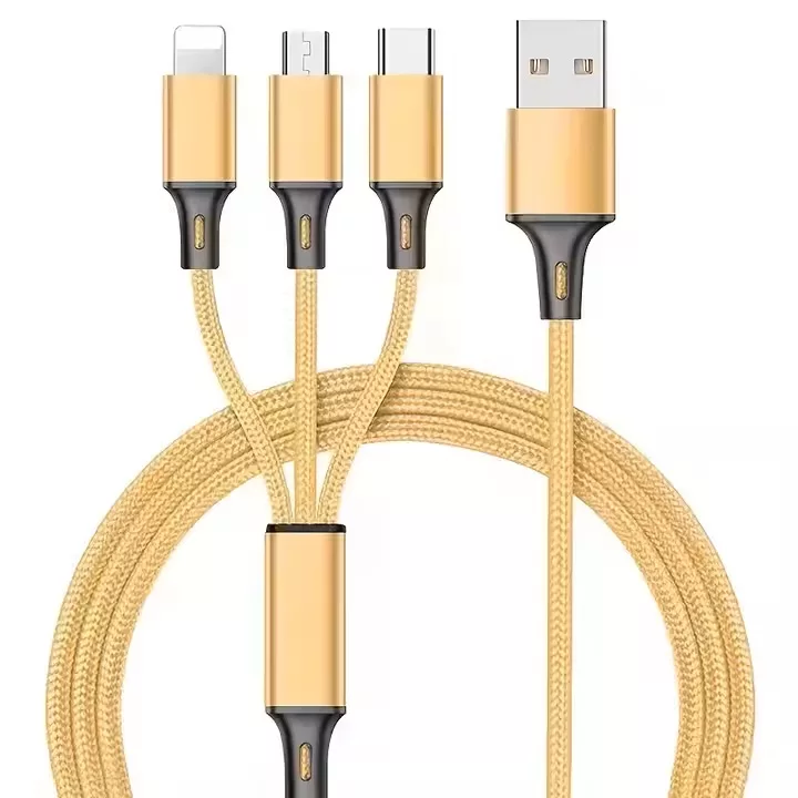 کابل تبدیل USB به micro USB / لایتنینگ / USB-C مدل best 3in1 طول 1.2 متر