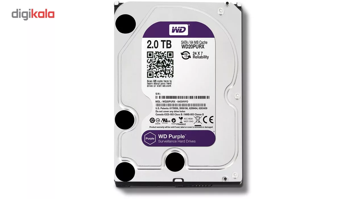 هارددیسک اینترنال وسترن دیجیتال مدل Purple WD20PURX ظرفیت 2 ترابایت