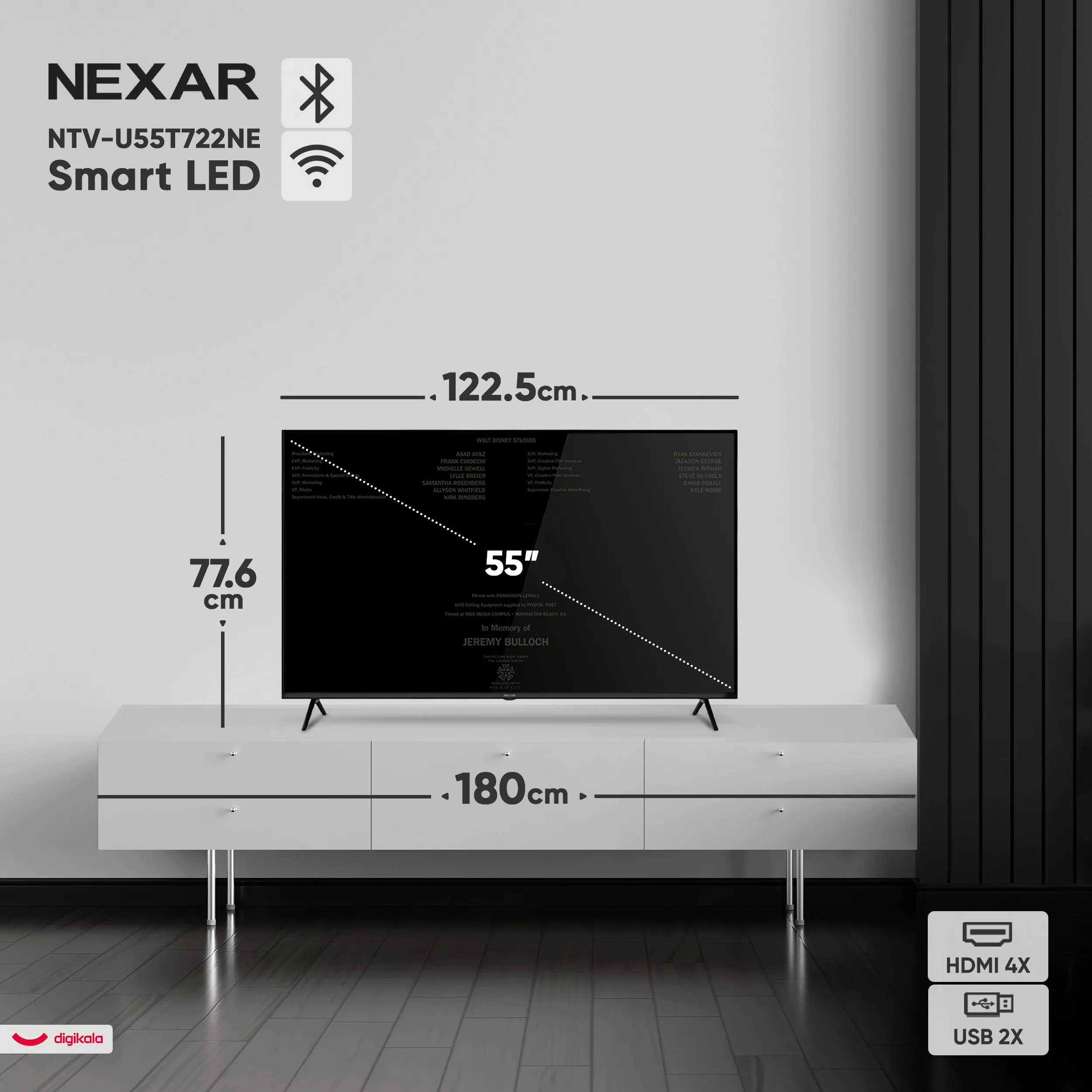 تلویزیون 55 اینچ ال ای دی هوشمند نکسار مدل NTV-U55T722NE