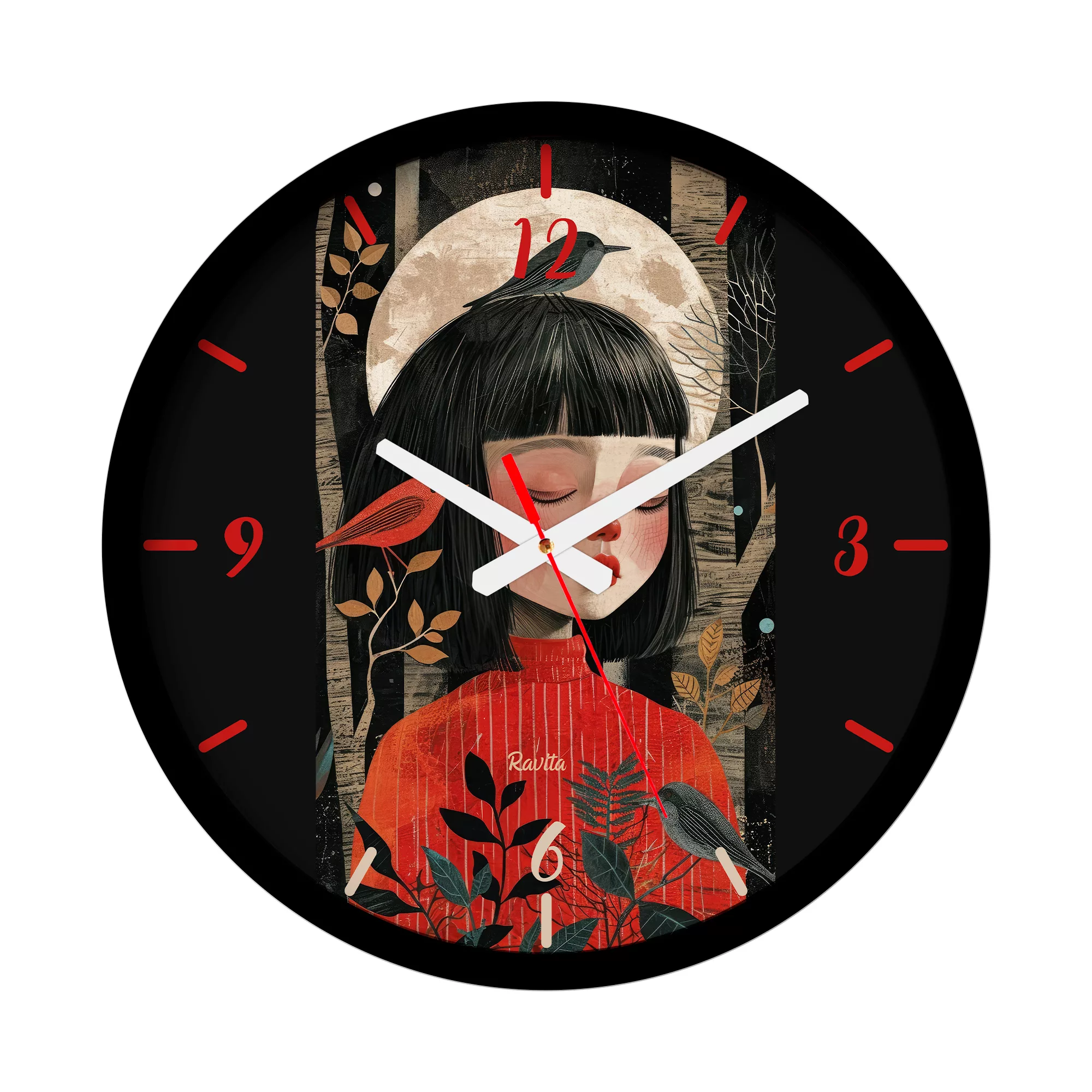 ساعت دیواری کوارتز راویتا مدل نقاشی دختر کد 3674