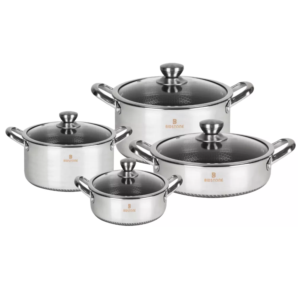 سرویس قابلمه و تابه استیل  8 پارچه بیدستون مدل BD800