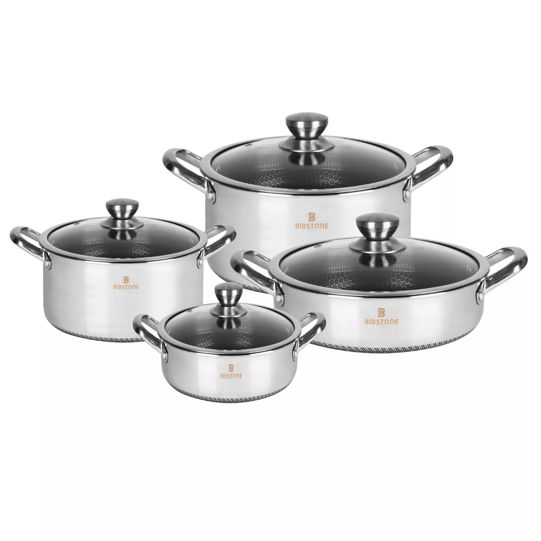 سرویس قابلمه و تابه استیل  8 پارچه بیدستون مدل BD800