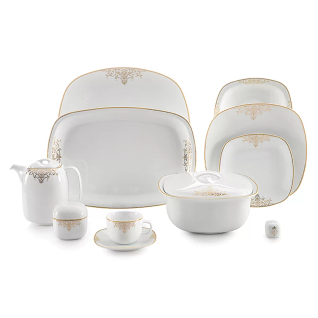 سرویس غذاخوری 98 پارچه چینی زرین ایران سری کواترو مدل مونت کارلو درجه یک