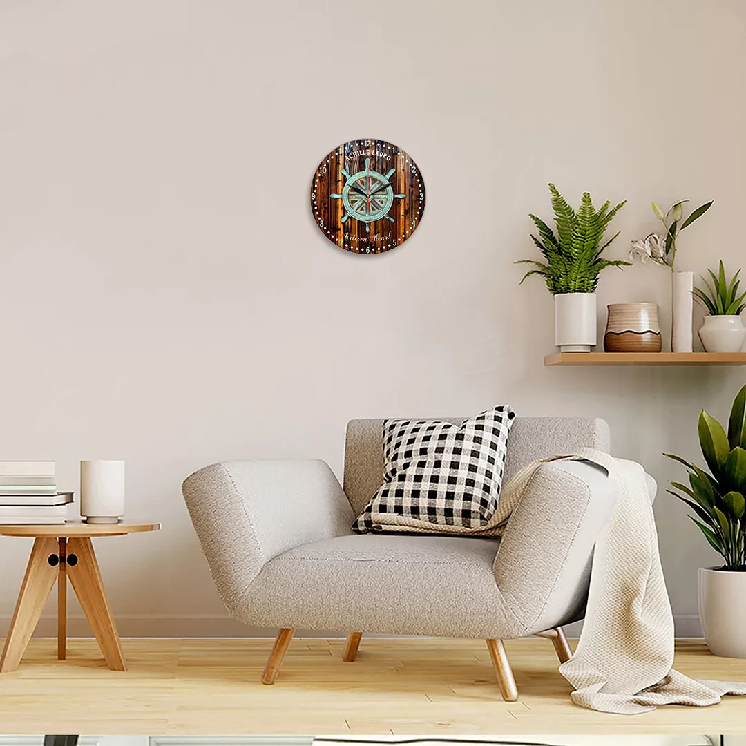 ساعت دیواری طرح سکان کشتی و چوب کد 1188