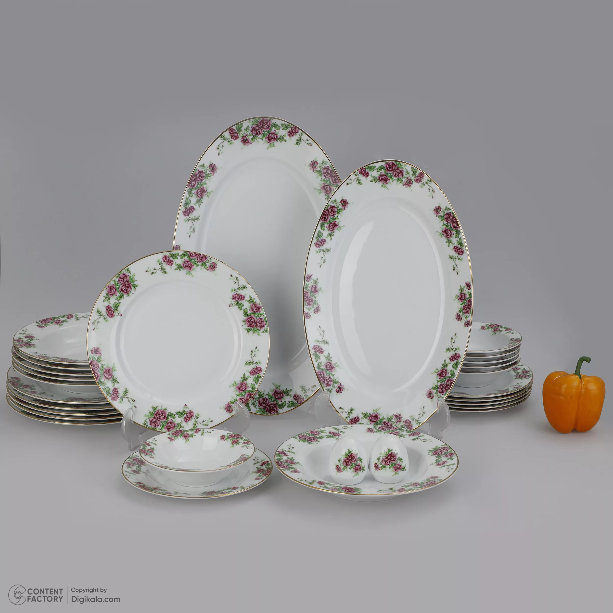 سرویس غذاخوری 28 پارچه چینی زرین ایران سری ایتالیا اف مدل Bidgol درجه یک