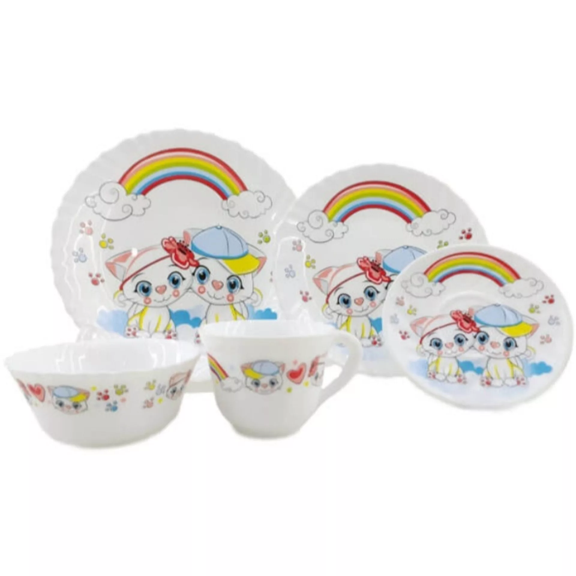 سرویس غذا خوری 5 پارچه پارس اوپال طرح رنگین کمانی کد B660