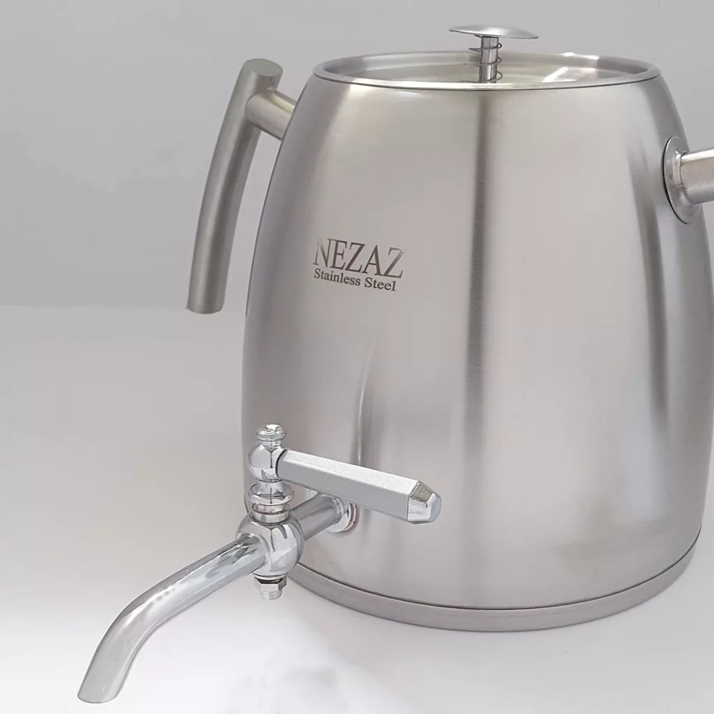 ست کتری و قوری نزاز مدل هرمی تمام استیل