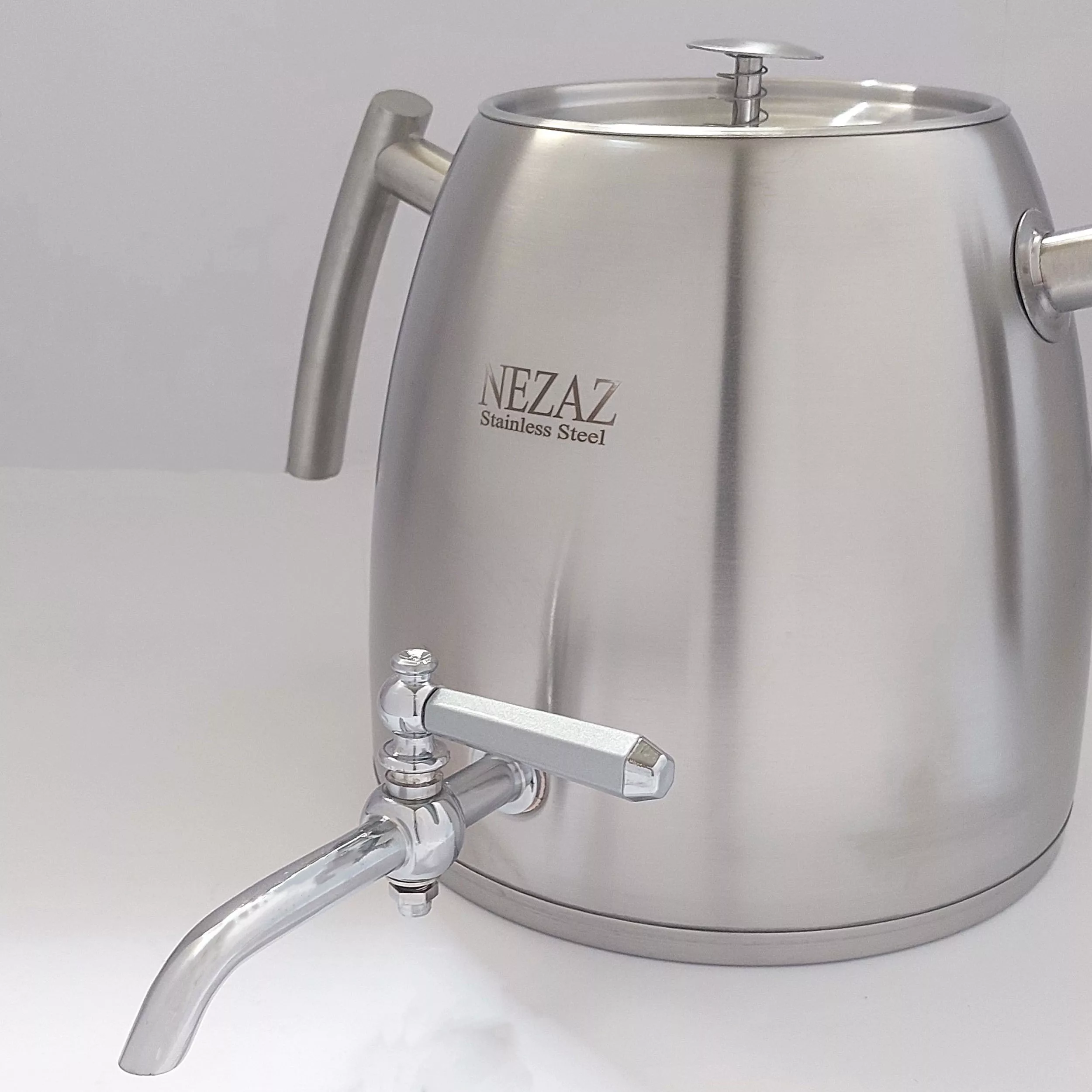 ست کتری و قوری نزاز مدل هرمی تمام استیل