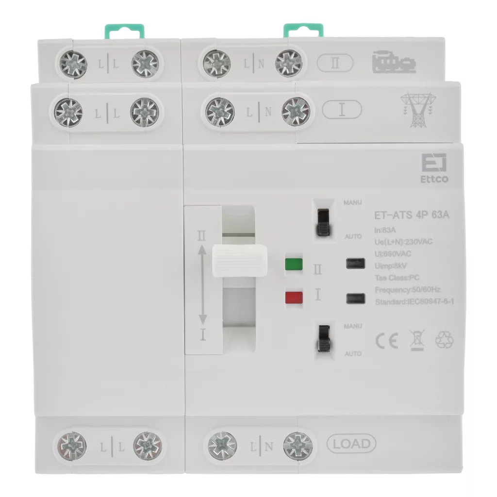 سوییچ انتقال خودکار اتکو مدل دوگانه قدرت سه فاز 63 آمپر کد ET-ATS-4P-63A