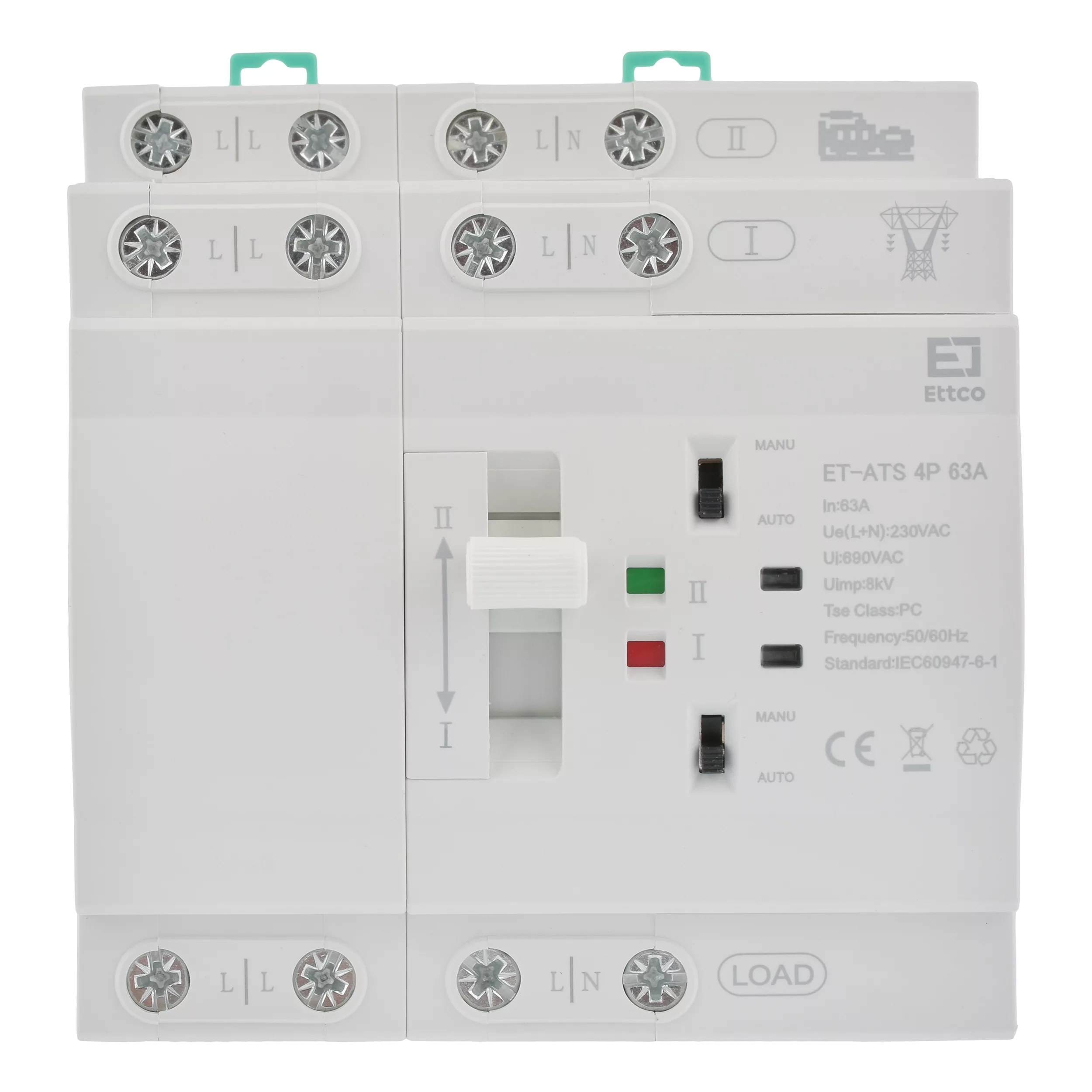 سوییچ انتقال خودکار اتکو مدل دوگانه قدرت سه فاز 63 آمپر کد ET-ATS-4P-63A