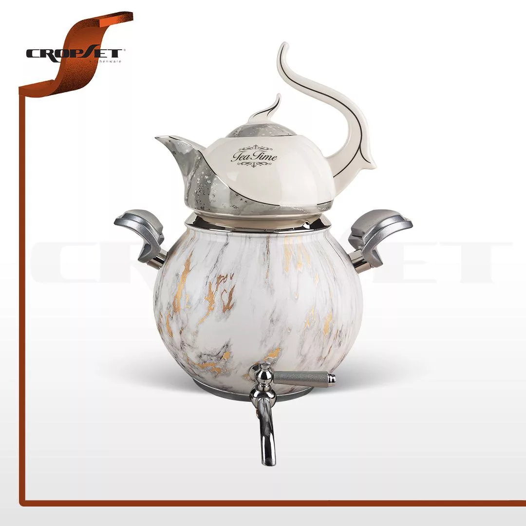 ست کتری و قوری کروپ ست طرح ماربل کد 507