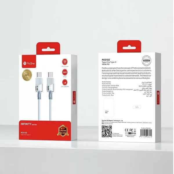 کابل usb-c پرووان مدل PCC133 طول 1 متر