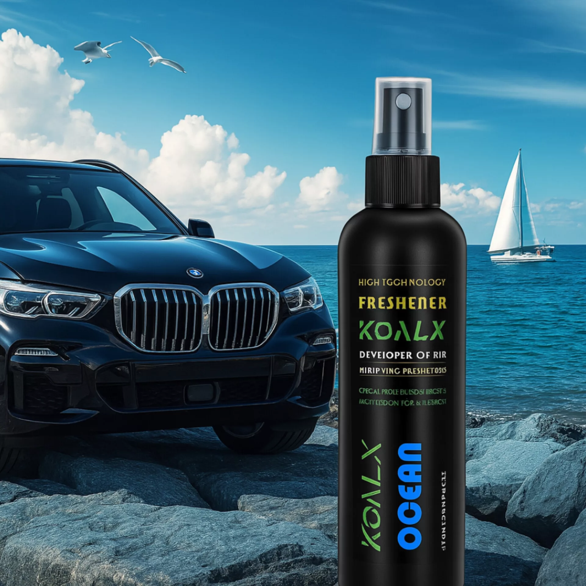 اسپری خوشبو کننده خودرو کوال ایکس مدل اقیانوس حجم 250 میلی لیتر