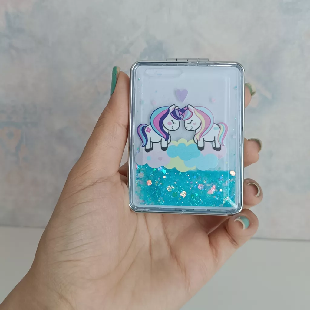 آینه جیبی مدل آکواریومی طرح یونیکورن