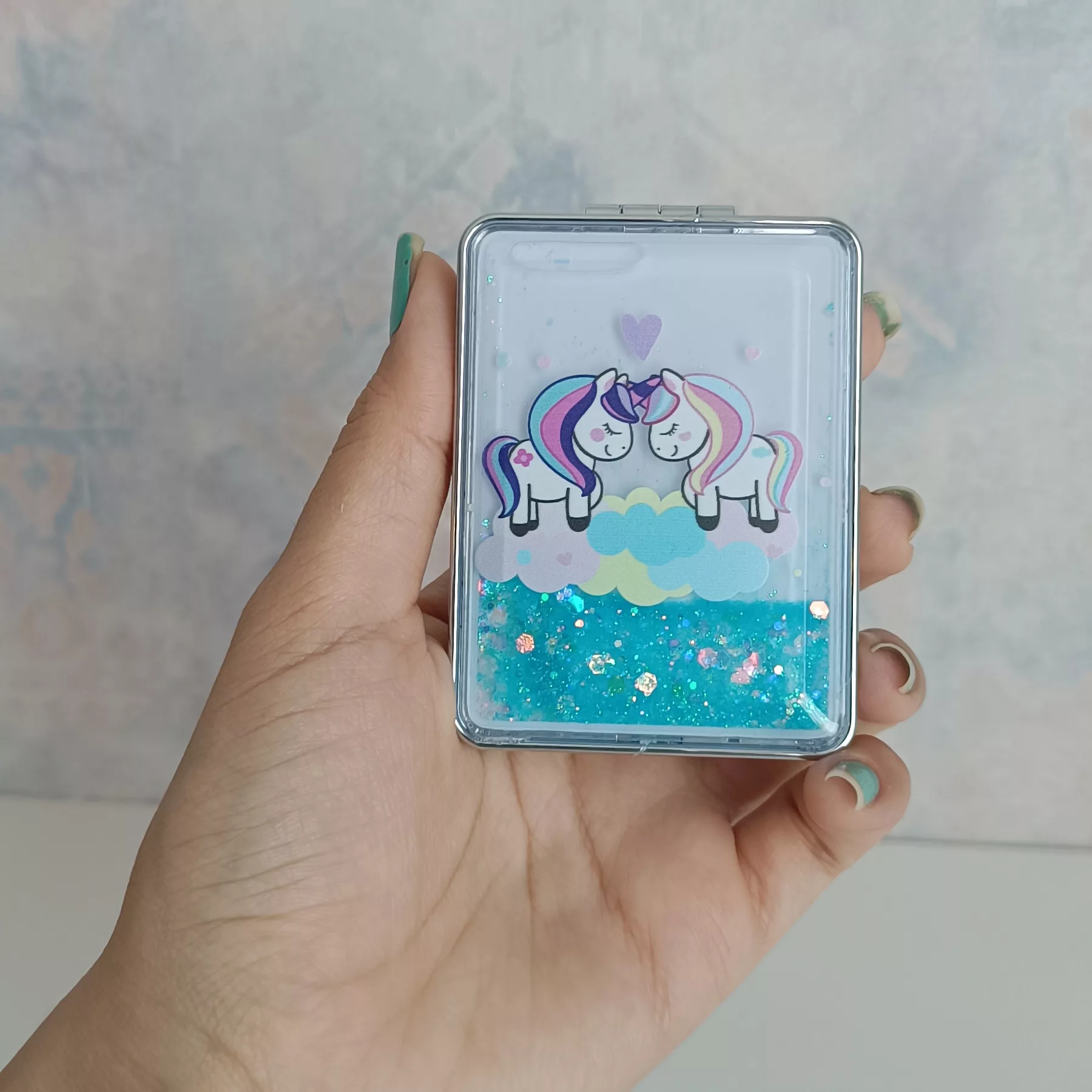 آینه جیبی مدل آکواریومی طرح یونیکورن