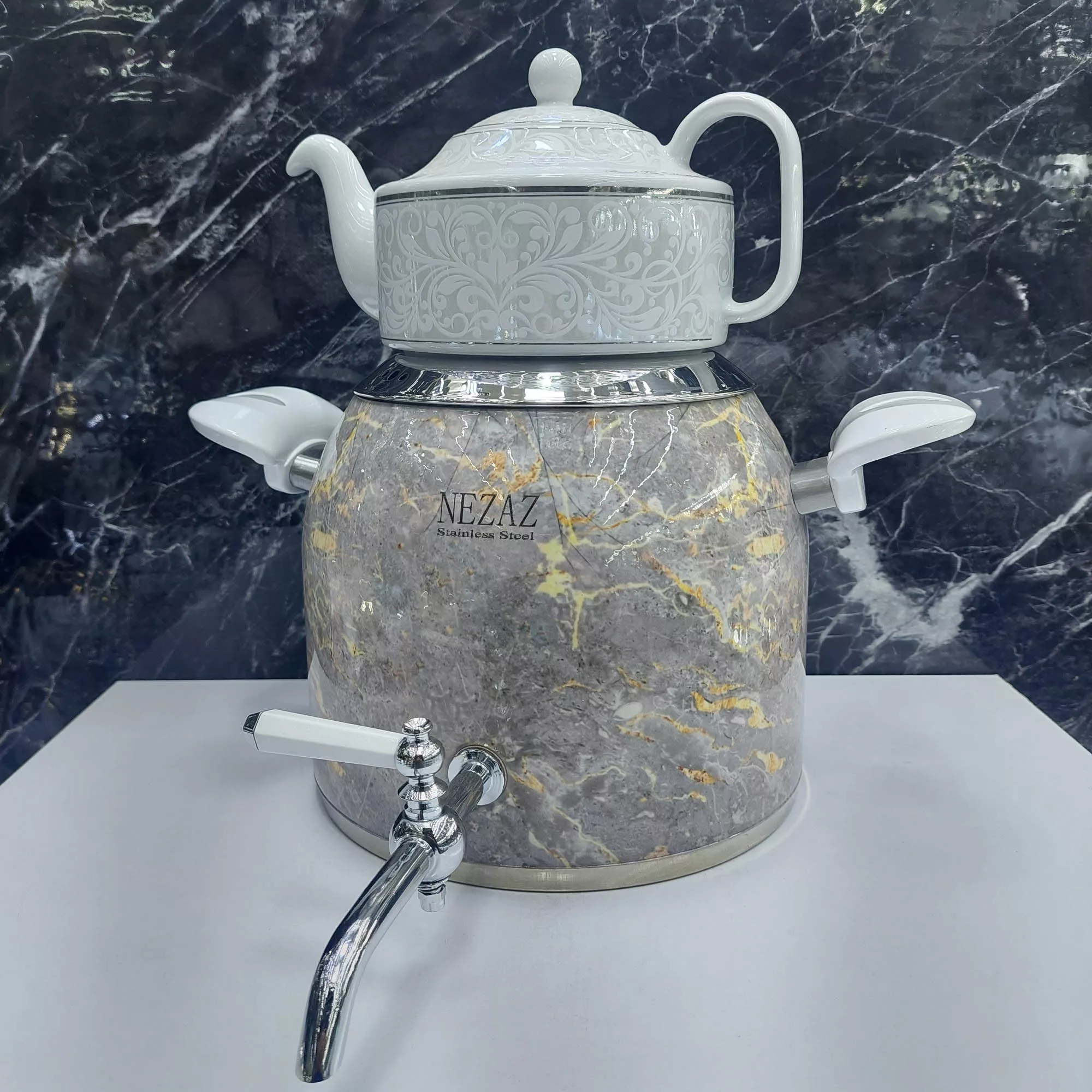 ست کتری و قوری نزاز طرح سنگ