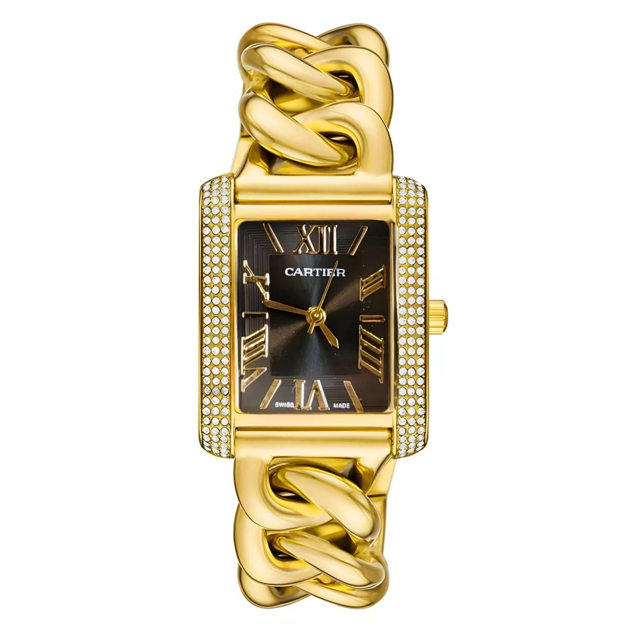 ساعت مچی عقربه‌ای کوارتز زنانه مدل زنجیری دورنگین کد 108