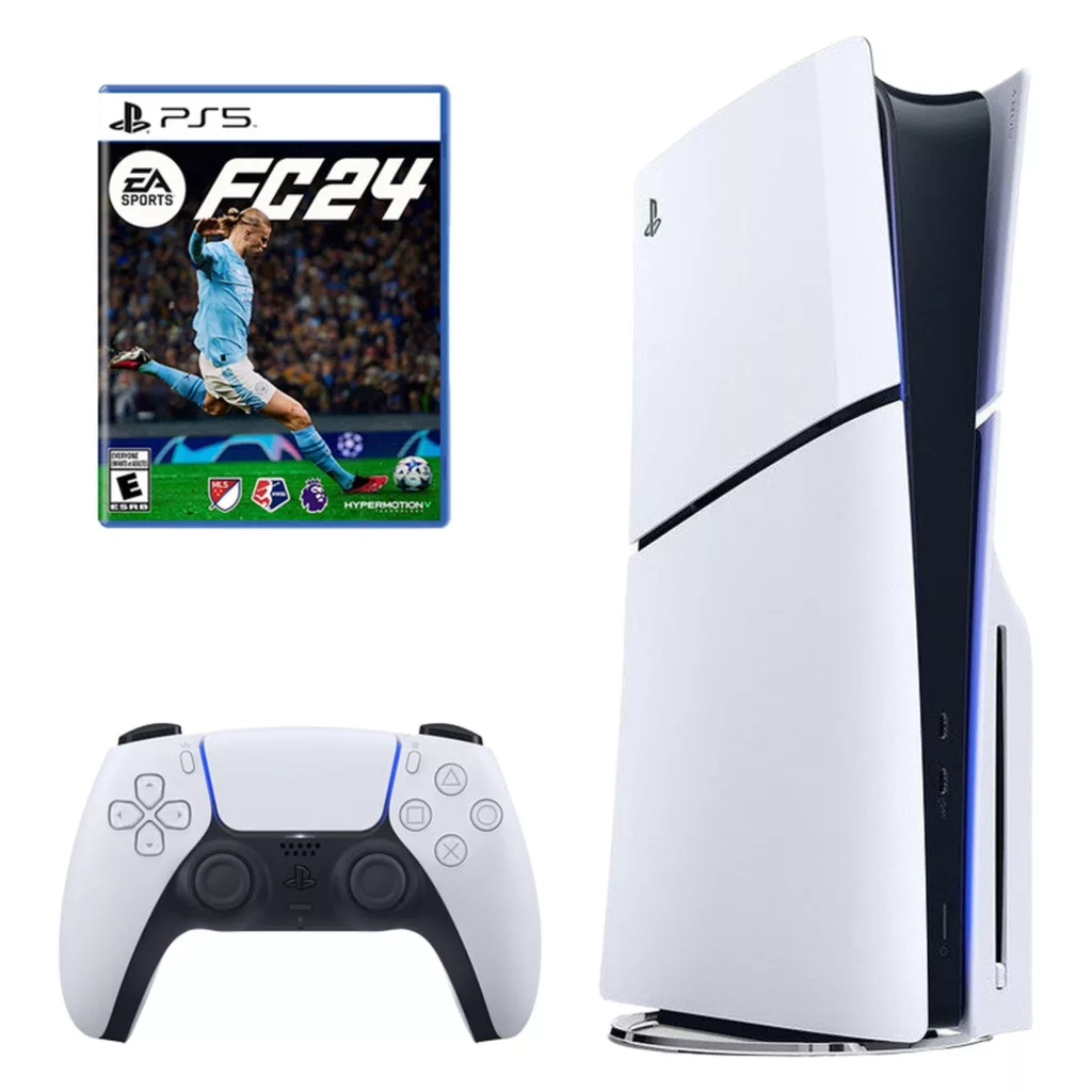 کنسول بازی سونی مدل PlayStation 5 Slim ظرفیت یک ترابایت ریجن 2000 آسیا به همراه بازی EA Sports FC 24