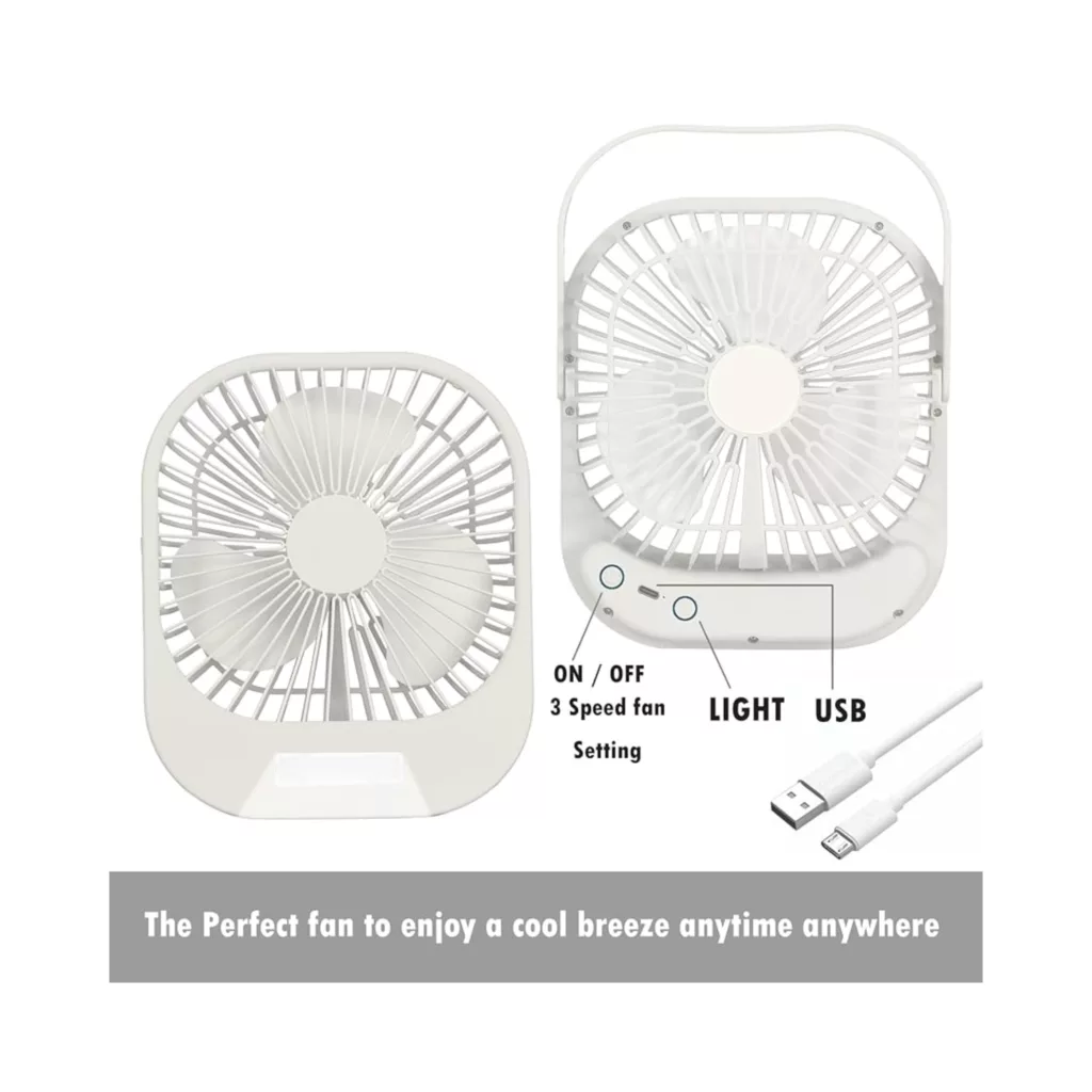 پنكه شارژي و چراغ دار مدل Q01