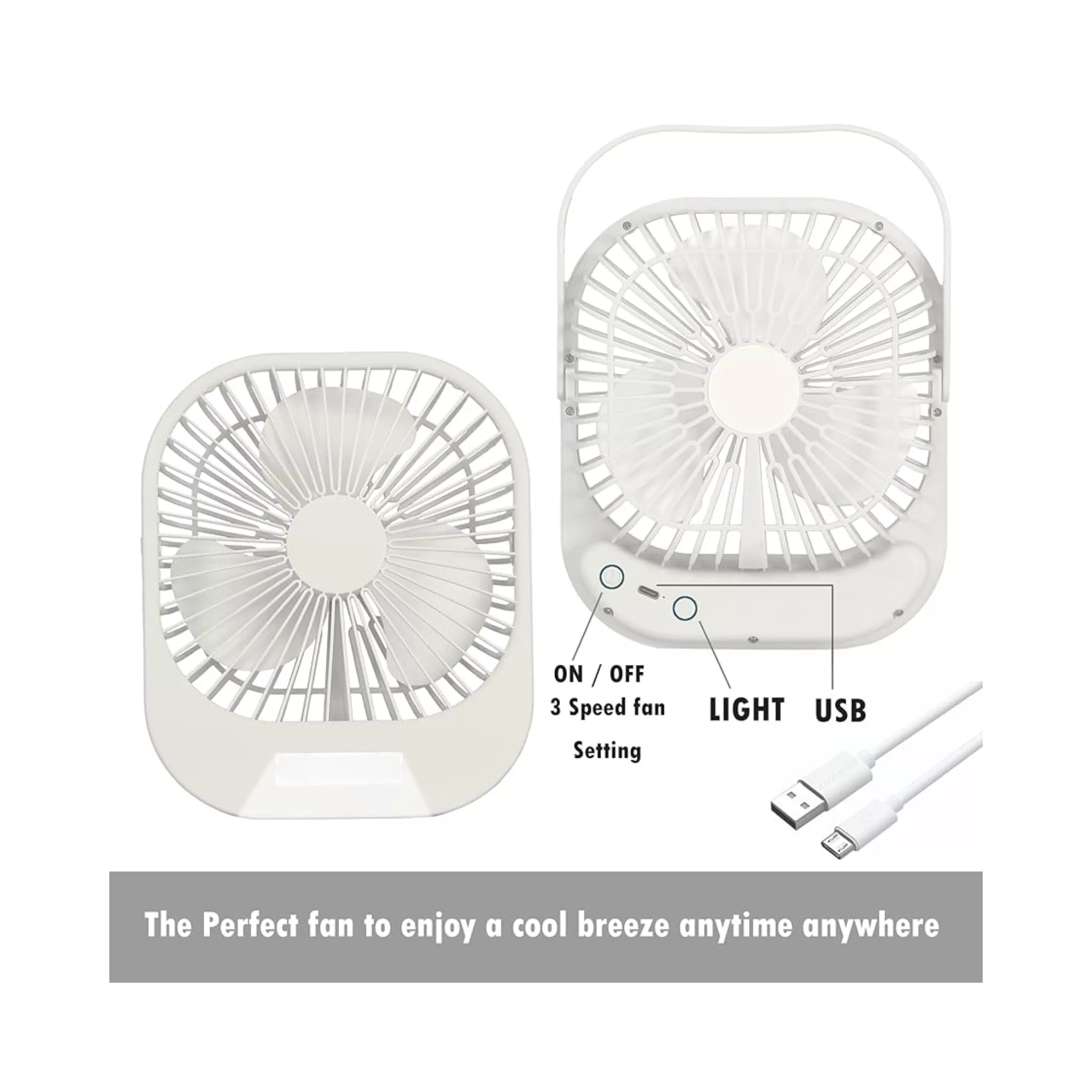 پنكه شارژي و چراغ دار مدل Q01