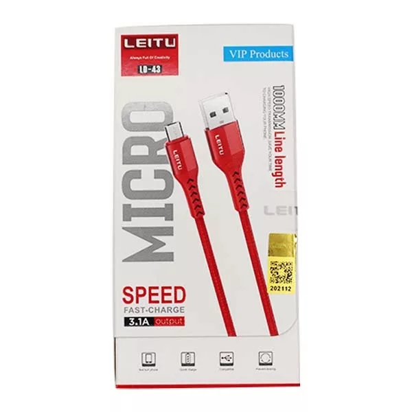 کابل تبدیل USB به MicroUSB لیتو مدل LD - 43 طول 1 متر
