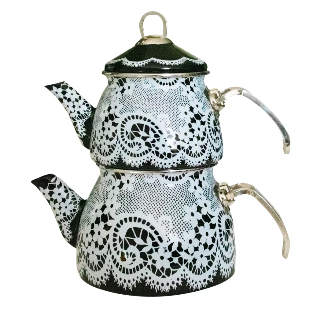 ست کتری و قوری مولینو مدل Dantel dekor گنجایش کتری 2 لیتر گنجایش قوری 1 لیتر