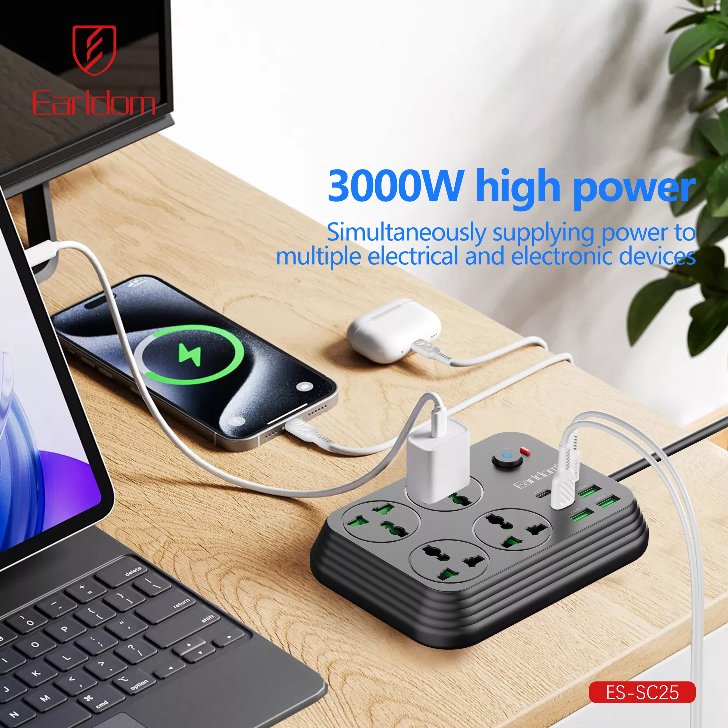 چندراهی برق ارلدام مدل POWER SOCKET SC25