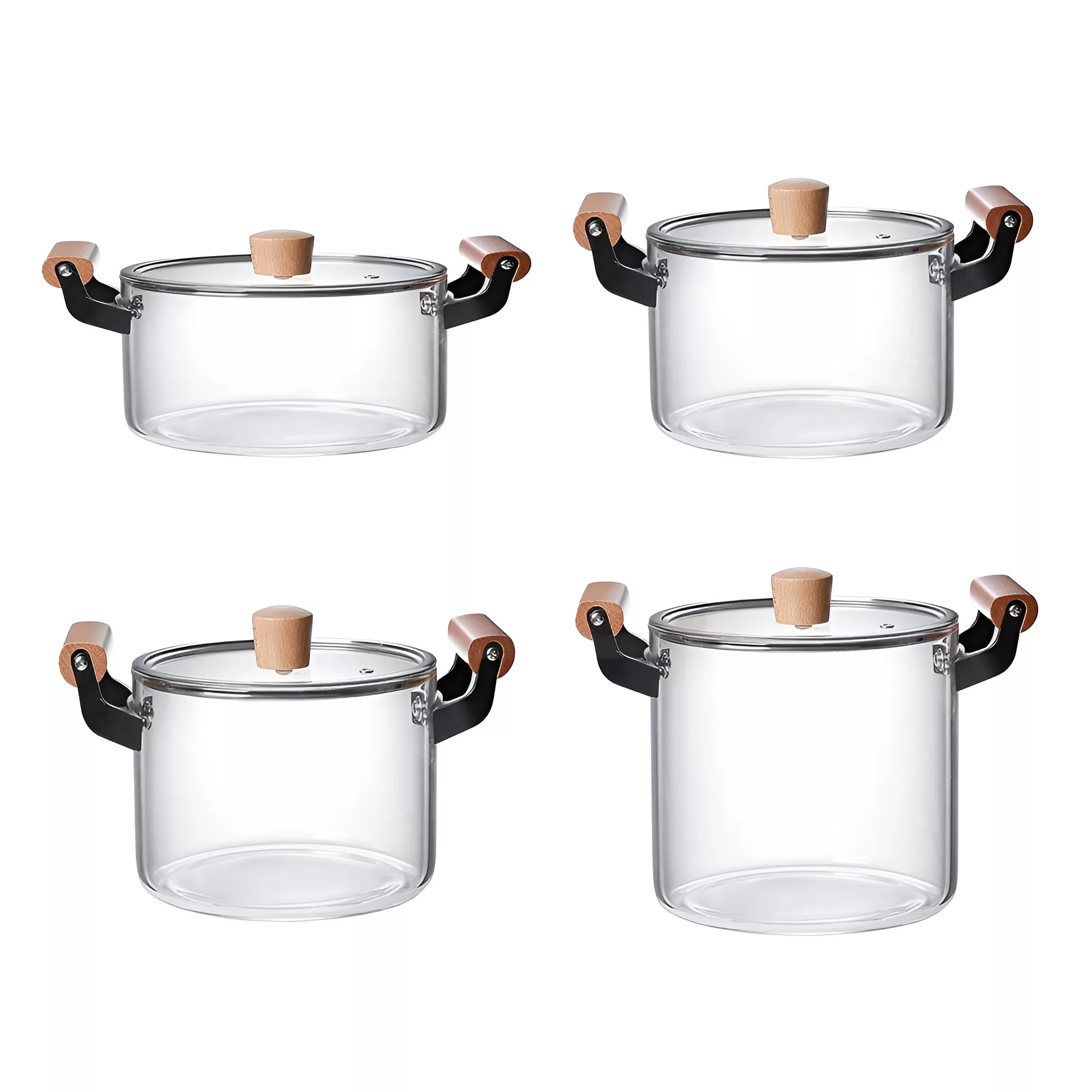 سرویس قابلمه شیشه ای 4 پارچه مدل دسته چوبی N23،N24،N25 سرویس قابلمه شیشه ای 4 پارچه مدل دسته چوبی N23،N24،N25