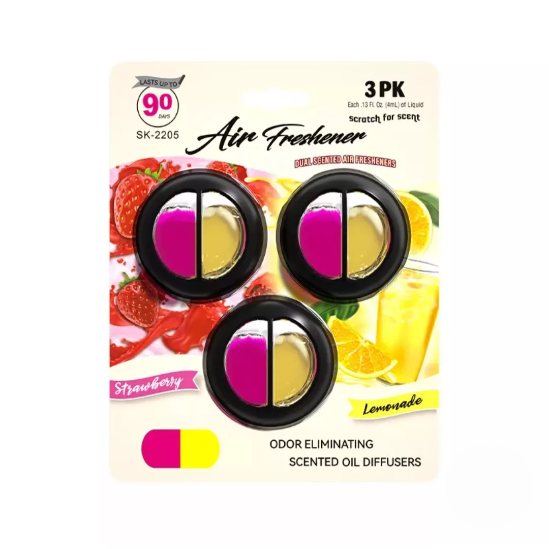 خوشبو کننده خودرو ایر فرش مدل ونت دریچه کولری دو قلو با رایحه توت فرنگی و لیموناد حجم ۴ میلی لیتر مجموعه ۳ عددی