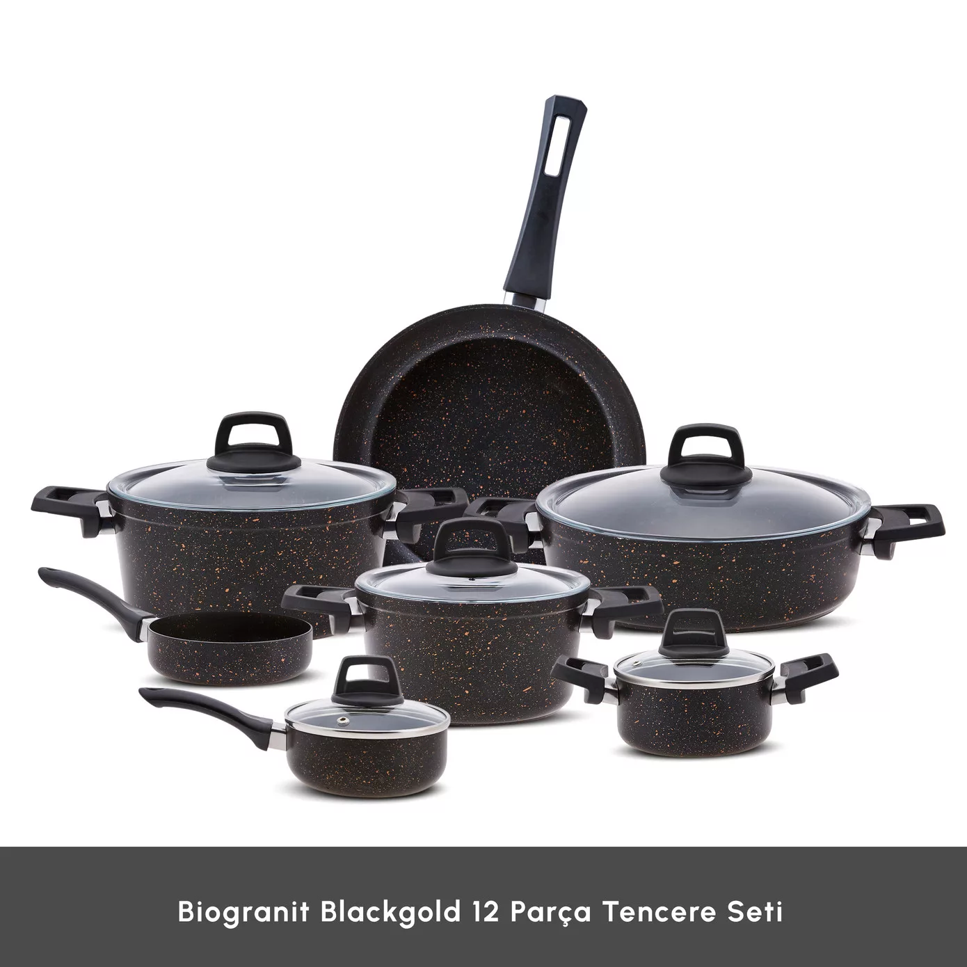 سرویس قابلمه و تابه بیوگرانیتی 12 پارچه کاراجا مدل Biogold