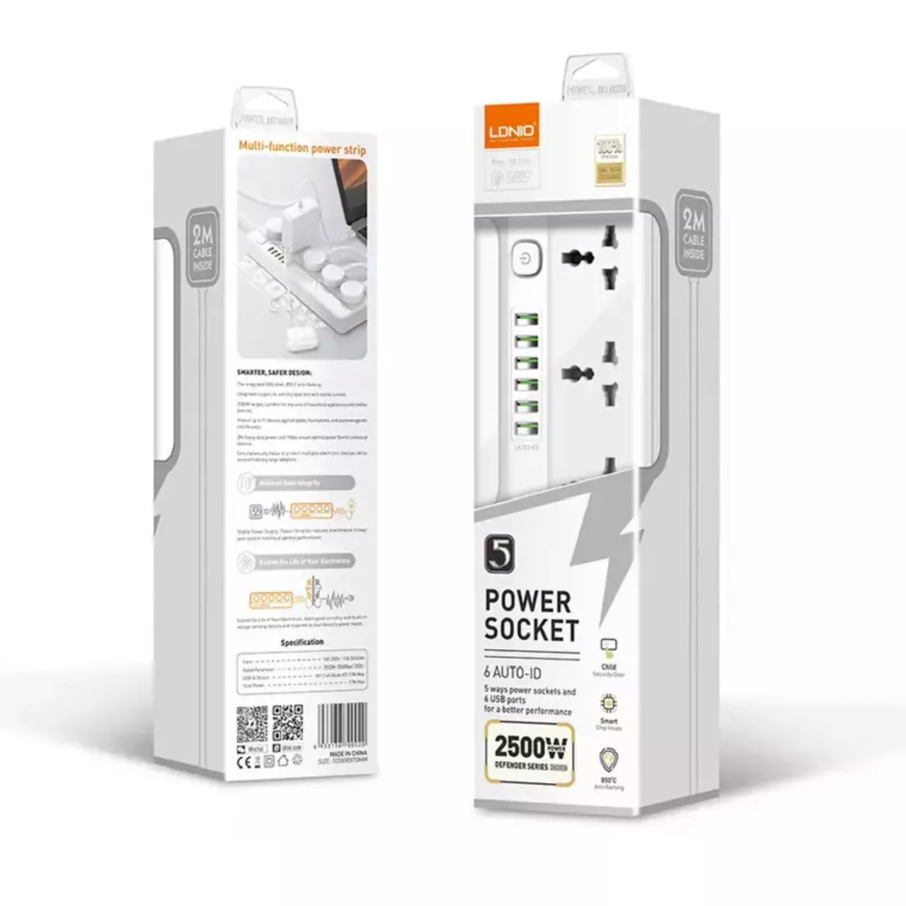 چندراهی برق الدینیو مدل SC-5614 Multi-way Power Supply And 6 USB Port Charger