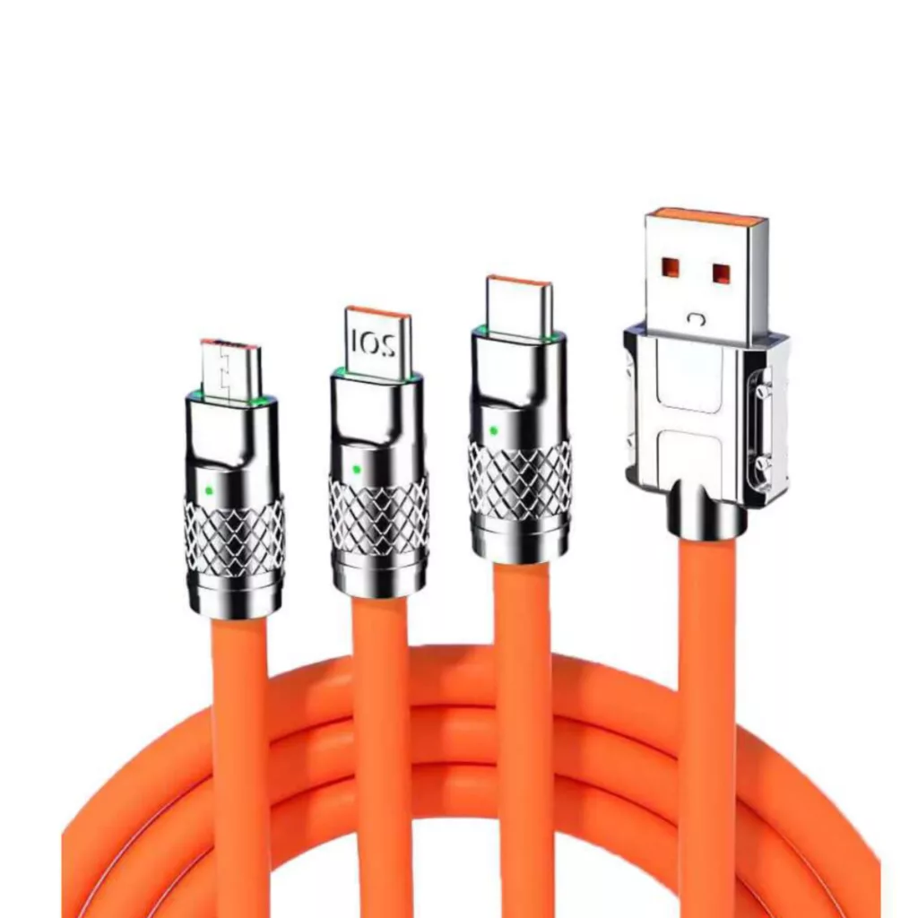 کابل تبدیل USB به لایتنینگ/MICROUSB/USB-C اچ تی ام مدل 3in1 به طول 1.2 متر