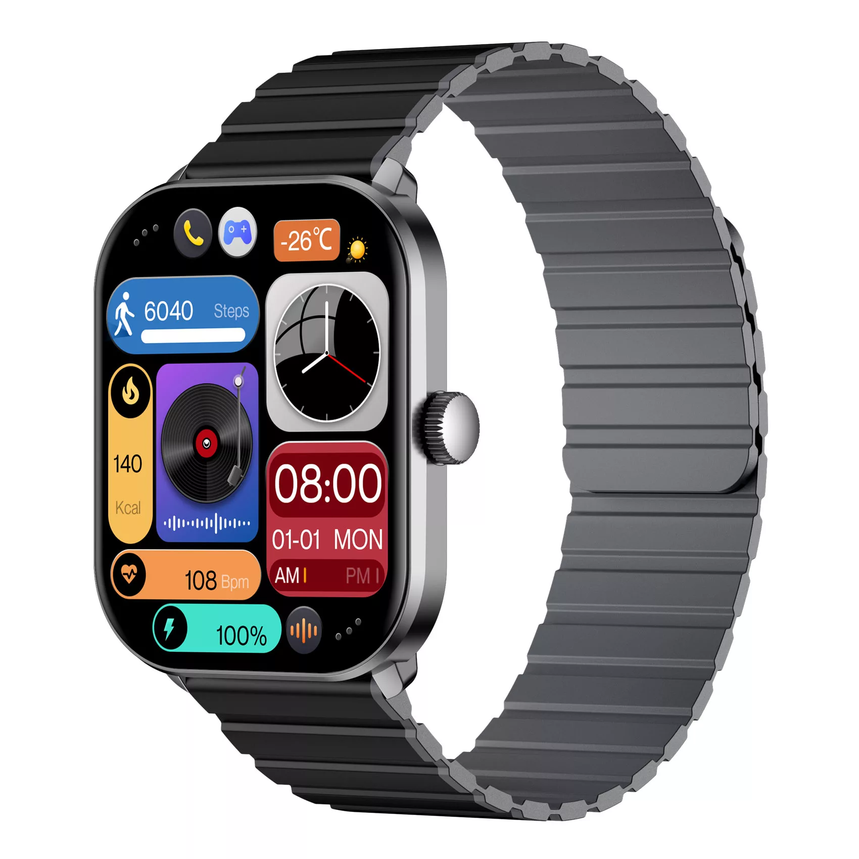 ساعت هوشمند گلوریمی مدل GS1 Pro 2024 دارای قابلیت های صفحه نمایش رنگی، صفحه نمایش لمسی، کنترل موسیقی (Music Player)، کنترل سطح اکسیژن خون، قابلیت مکالمه مستقیم، قابلیت مکالمه از طریق بلوتوث، پشتیبانی از زبان فارسی در منو و سیستم‌عامل بند سیلیکون