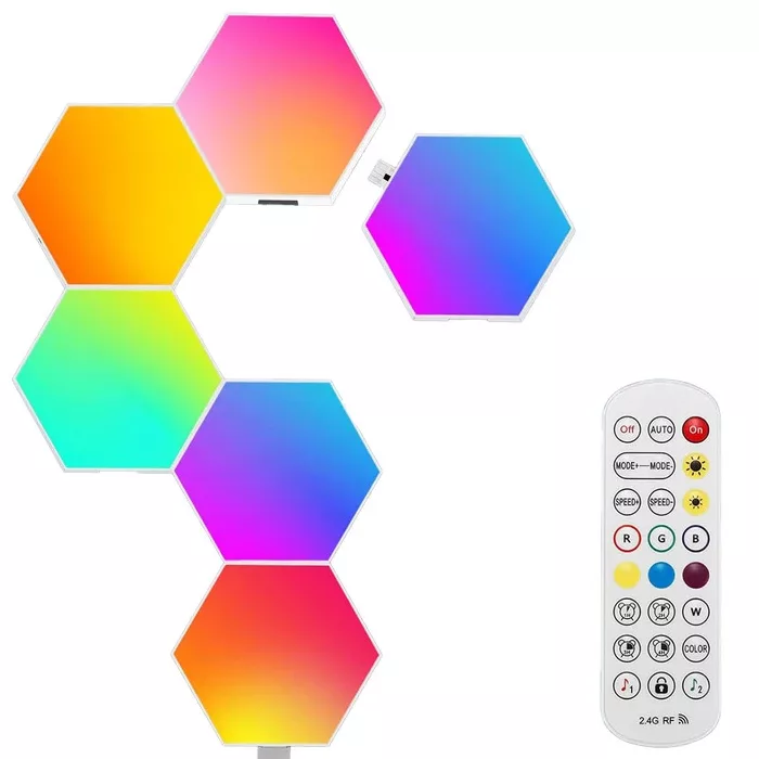 پنل‌ دیواری گیمینگ طرح شش ضلعی بسته 8 عددی