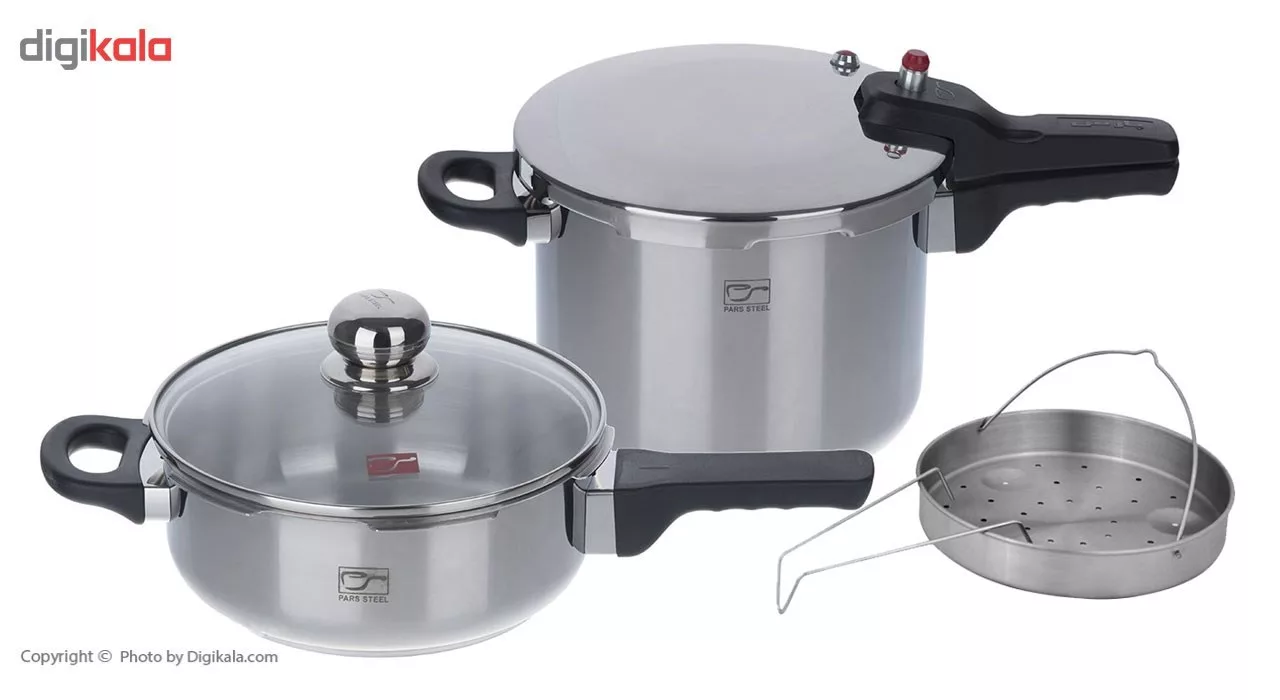 زودپز دوقلو پارس استیل مدل کف سه لایه گنجایش 6 و 3 ليتر