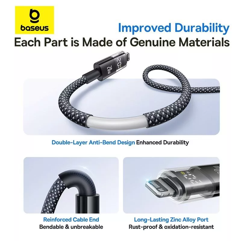 کابل تبدیل USB-C به لایتنیگ بیسوس مدل Display 2 Fast Charging طول 2 متر