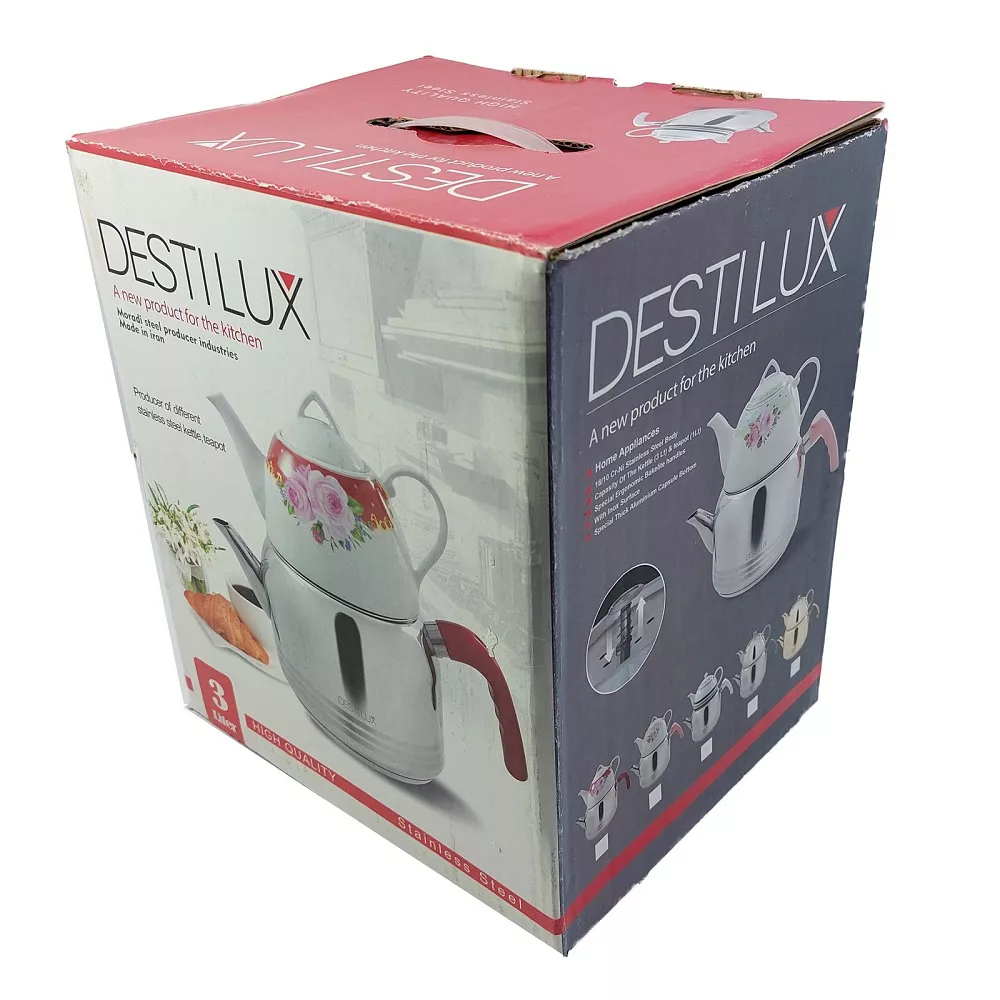 ست کتری و قوری دستیلوکس مدل لوله دار گنجایش کتری 3 لیتر گنجایش قوری 1 لیتر