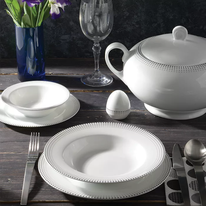 سرویس غذاخوری 28 پارچه چینی زرین ایران سری ایتالیا اف مدل مون بلان درجه عالی