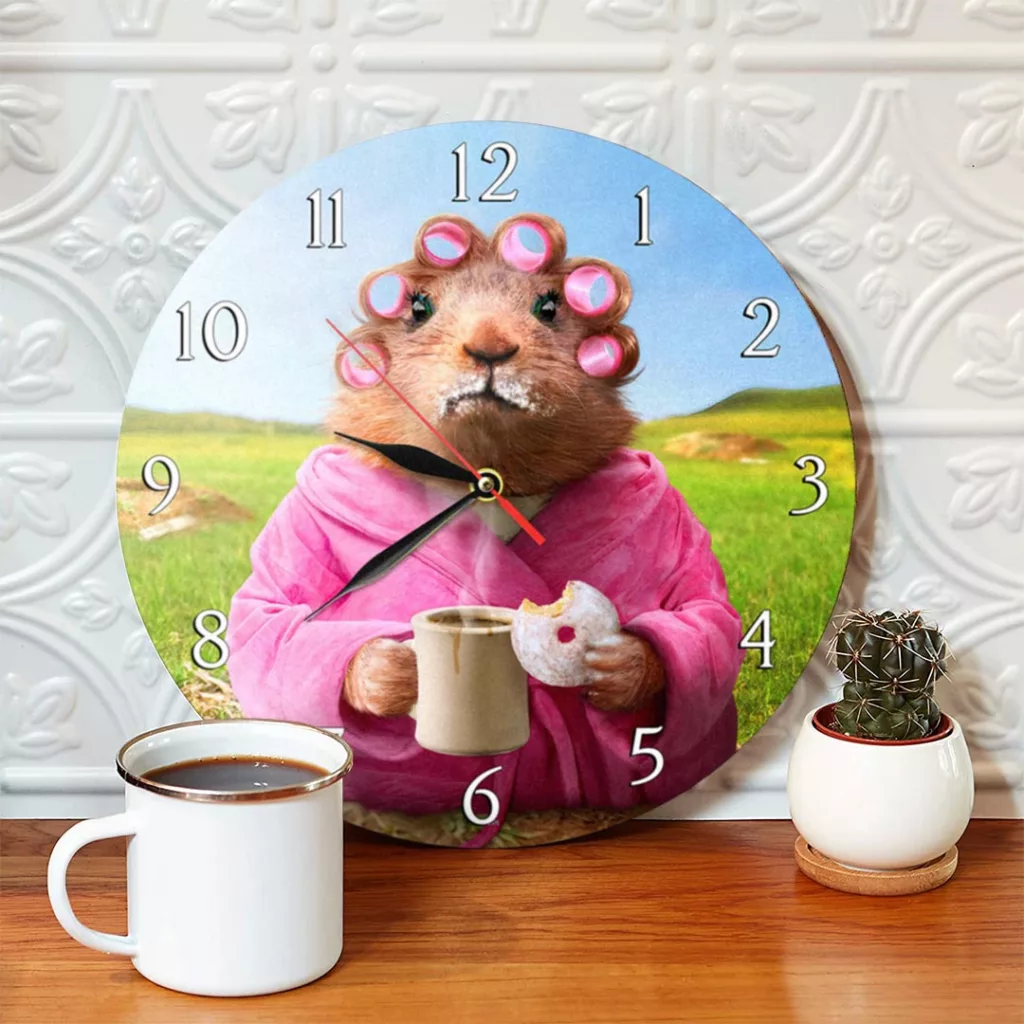 ساعت دیواری طرح موش خرما و فنجان قهوه کد 1435