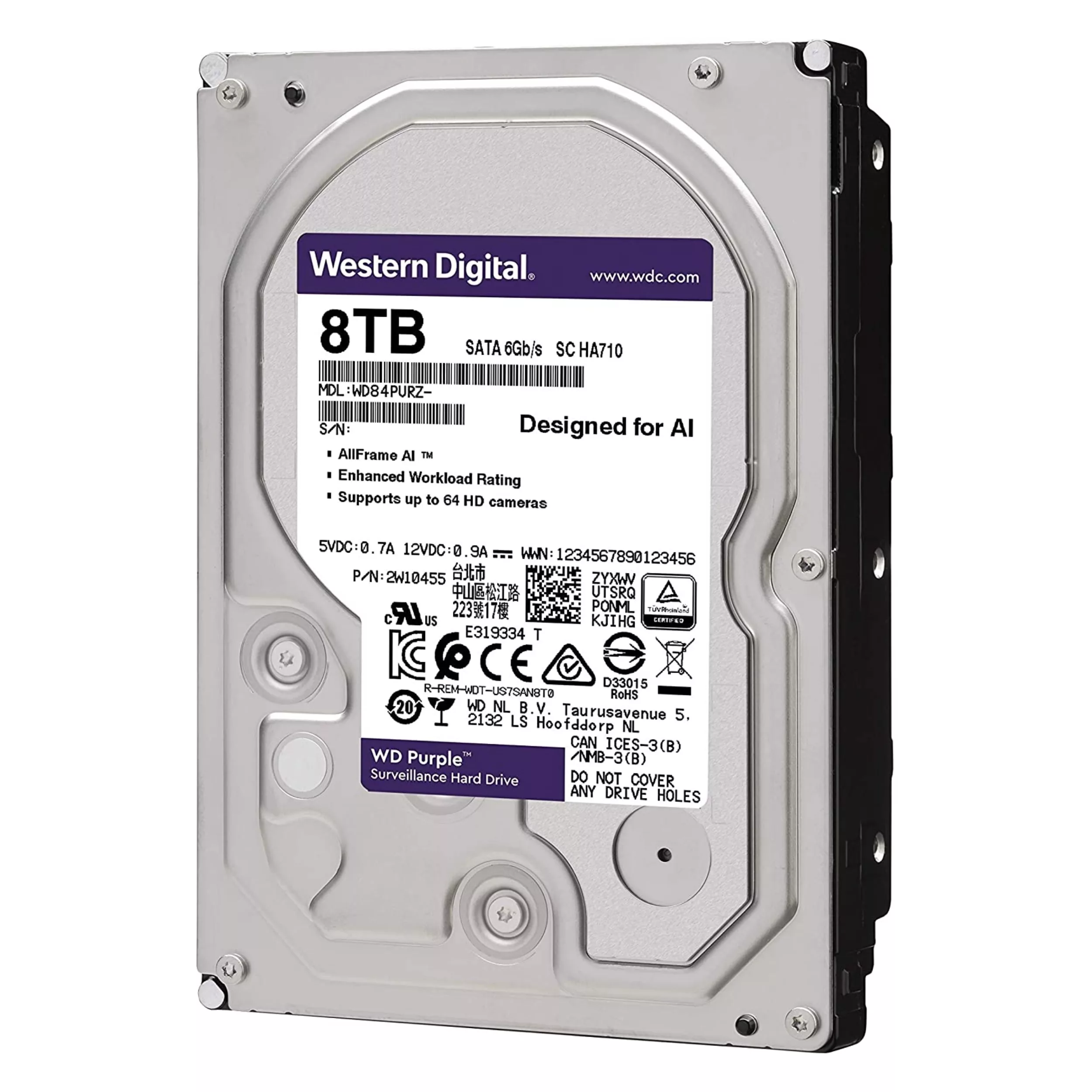 هارددیسک اینترنال وسترن دیجیتال مدل Purple WD84PURZ ظرفیت 8 ترابایت