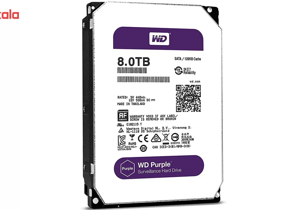 هارددیسک اینترنال وسترن دیجیتال مدل Purple WD80PURZ ظرفیت 8 ترابایت