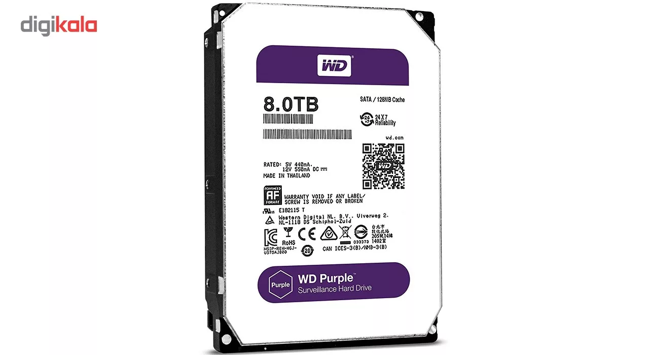 هارددیسک اینترنال وسترن دیجیتال مدل Purple WD80PURZ ظرفیت 8 ترابایت