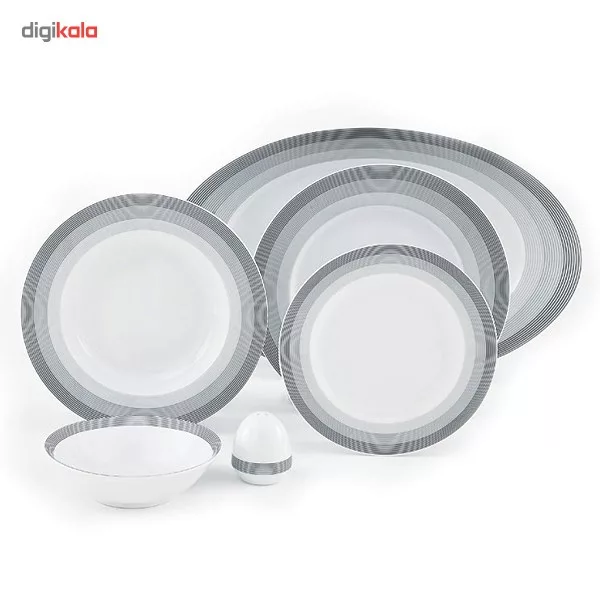 سرویس چینی 102 پارچه کامل چینی زرین ایران سری ایتالیا اف مدل سیلور لاینر درجه یک