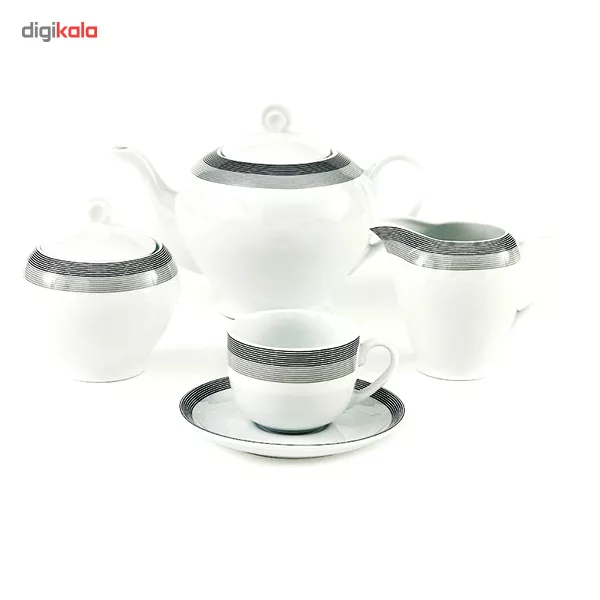 سرویس چینی 102 پارچه کامل چینی زرین ایران سری ایتالیا اف مدل سیلور لاینر درجه یک