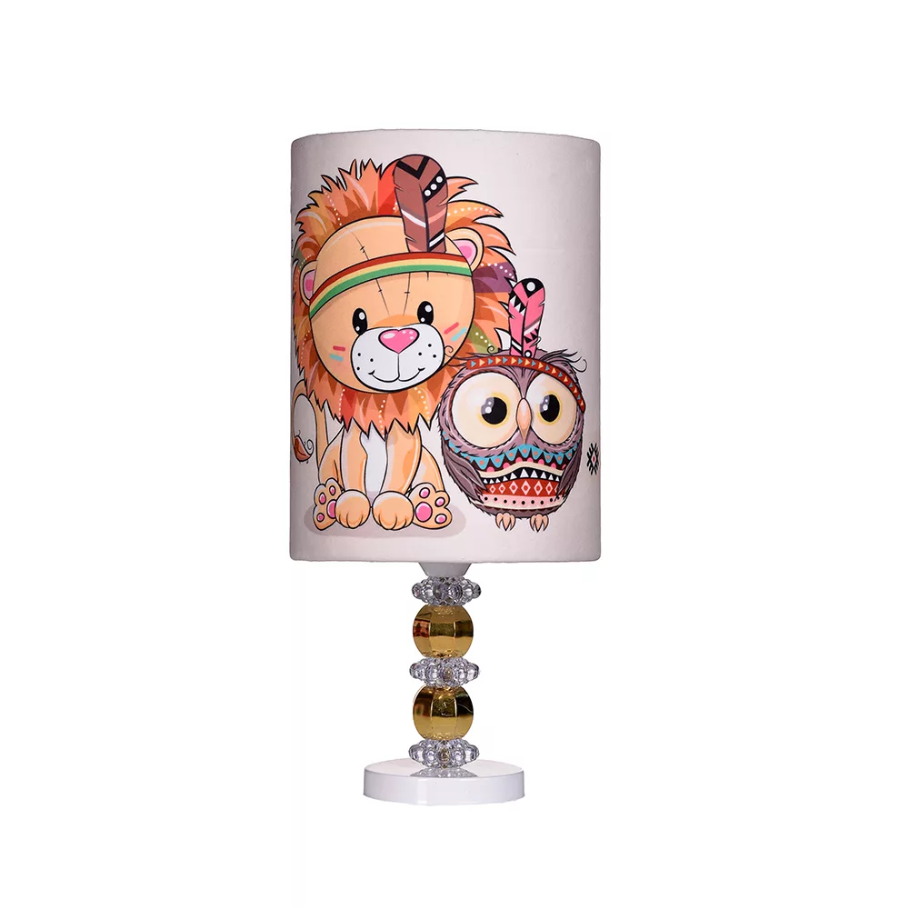 لوستر اتاق کودک مدل جغد و شیر به همراه آباژور رومیزی و ساعت دیواری