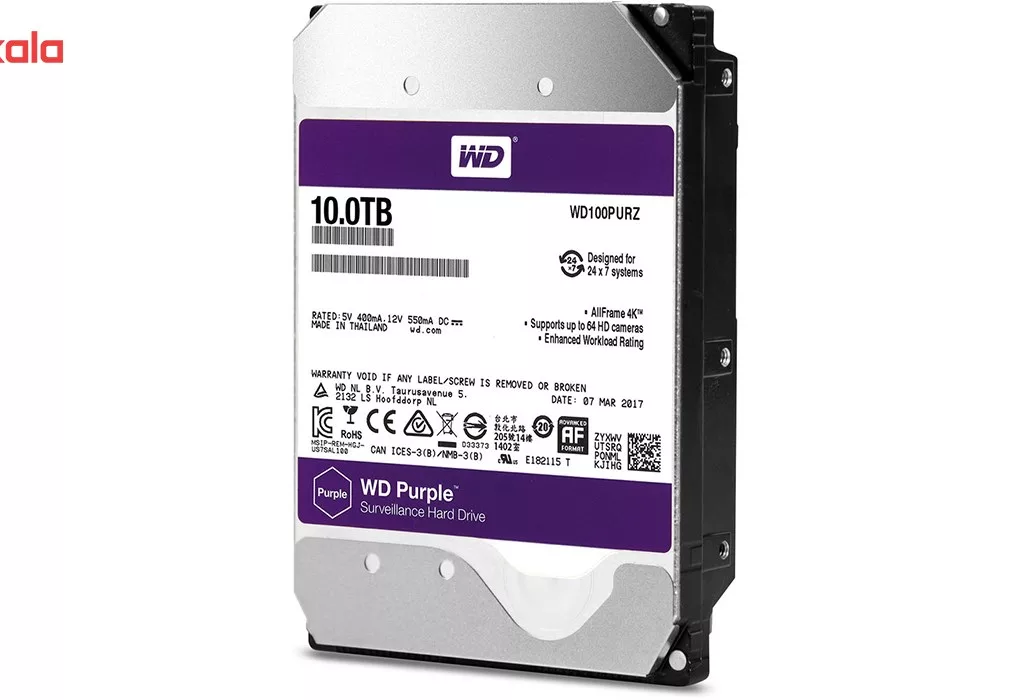 هارددیسک اینترنال وسترن دیجیتال مدل Purple WD100PURZ ظرفیت 10 ترابایت