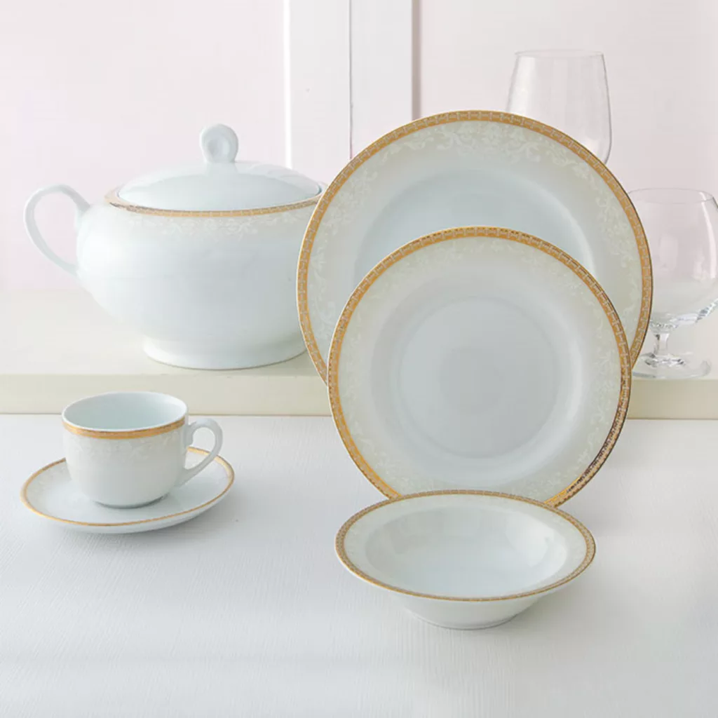 سرویس غذاخوری 102 پارچه چینی زرین ایران مدل ایتالیا اف ریوا درجه عالی