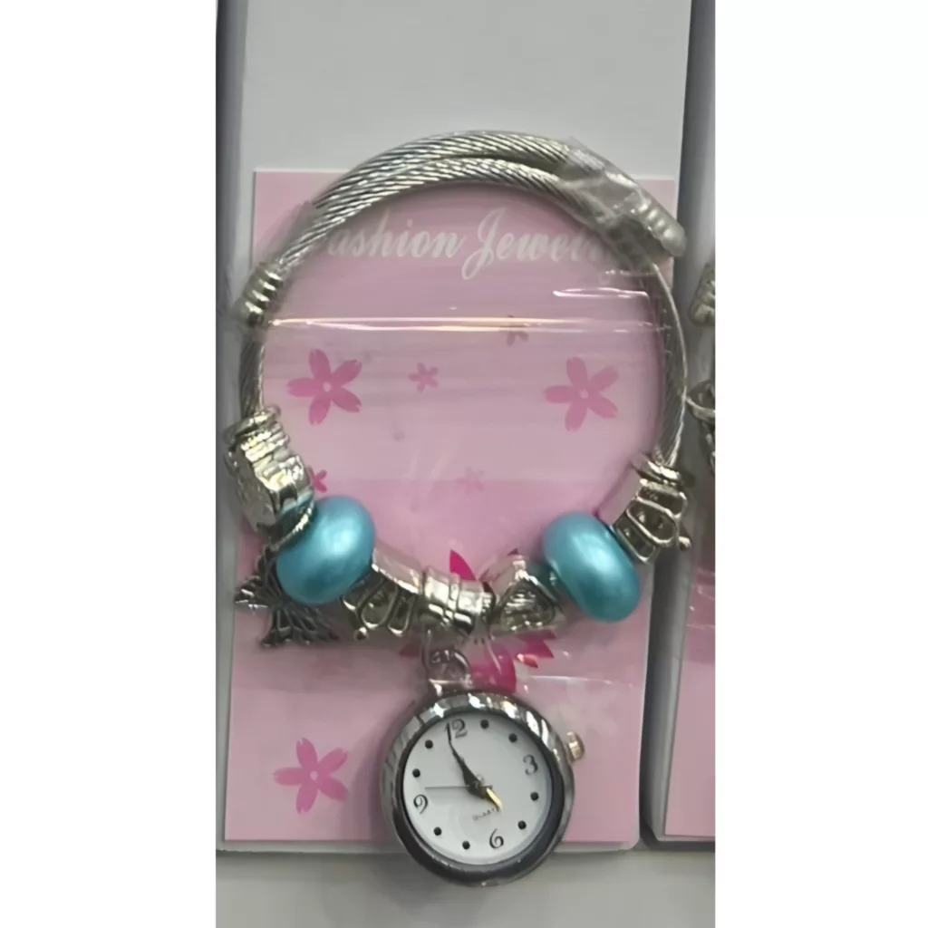 ساعت مچی عقربه‌ای کوارتز زنانه مدل لوکس مینیمال بند النگویی آویز دار کد ۶