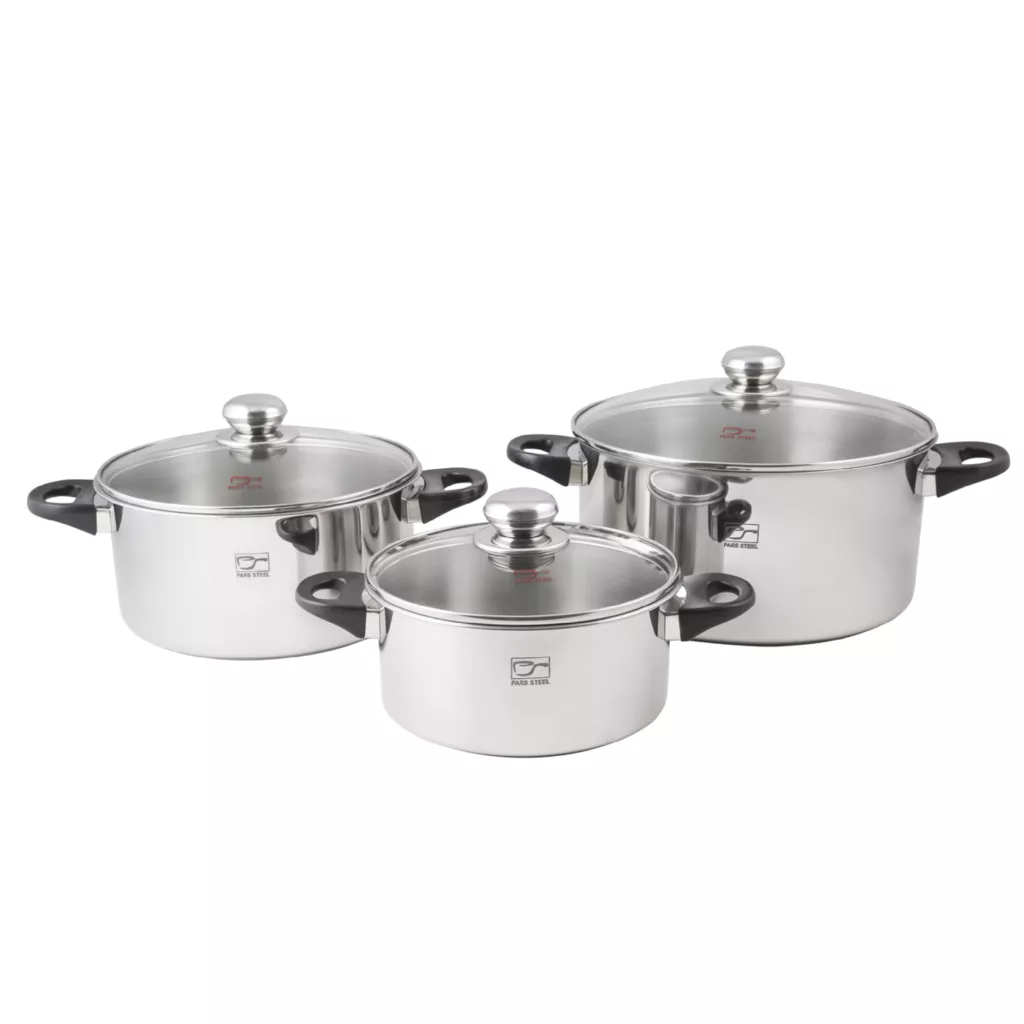 سرویس پخت و پز 8 پارچه پارس استیل مدل سه لایه کد 08