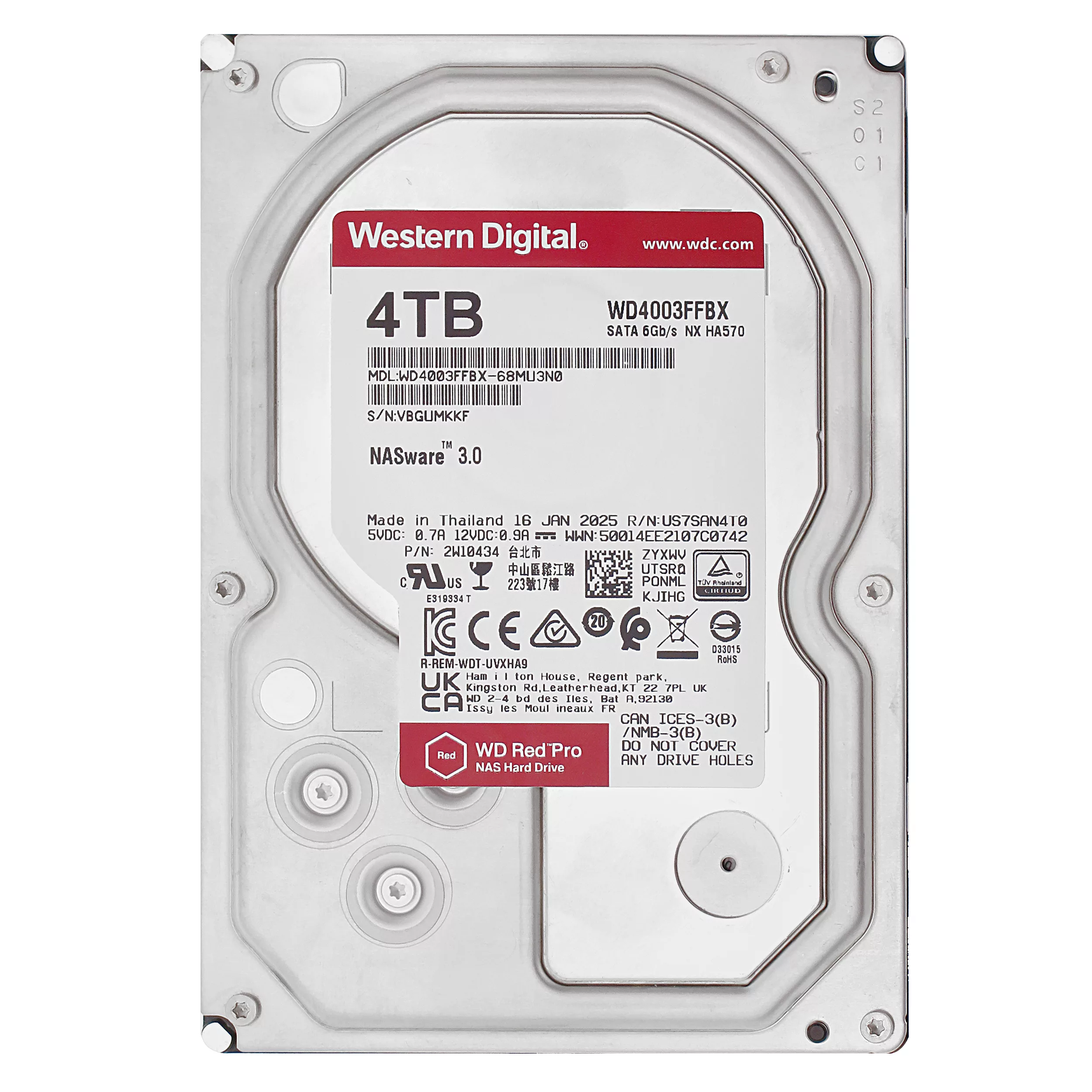 هارد دیسک اینترنال وسترن دیجیتال با رابط SATA 3.0 مدل WD4003FFBX ظرفیت 4 ترابایت